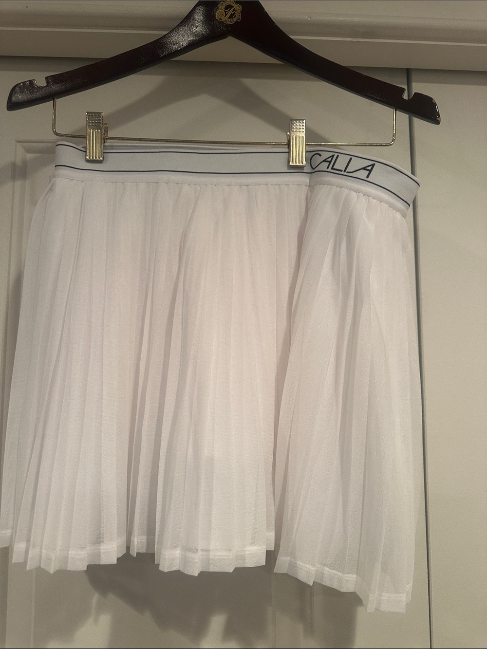 White Pleated Tulle Skater Skort